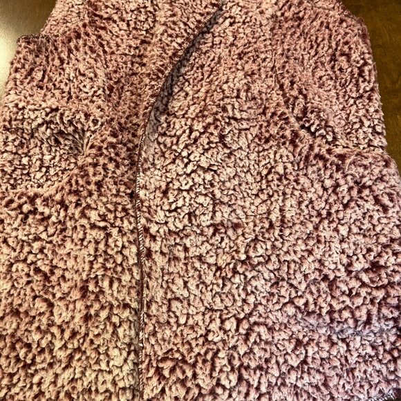 Love Tree Sherpa Vest Women's Size Large Purple Pockets Open Front Hooded - Picture 9 of 9